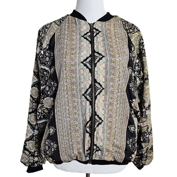Eartbound Floral and Black Print Bomber Jacket - Picture 1 of 5